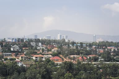The Kigali skyline across the hills