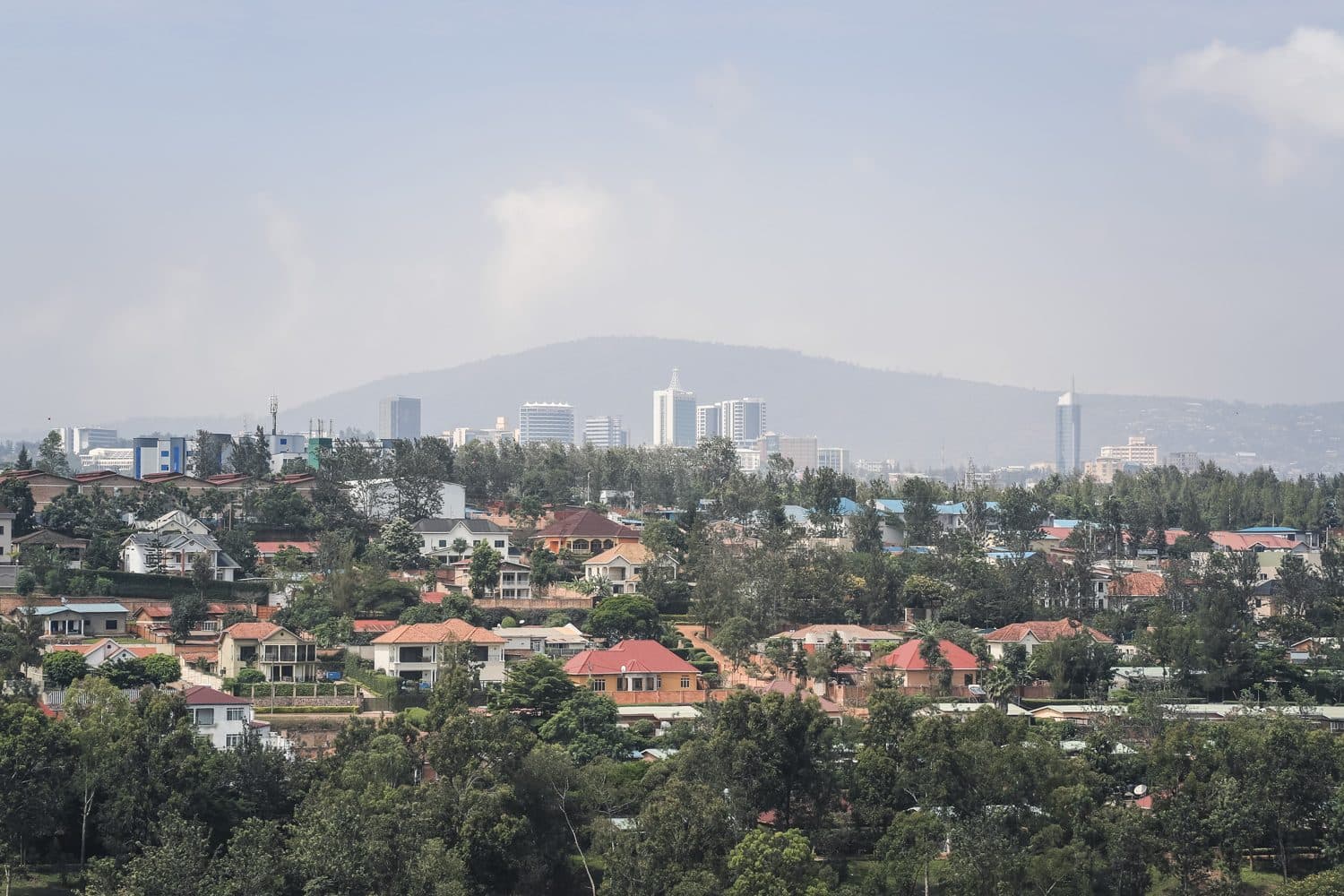 The Kigali skyline across the hills